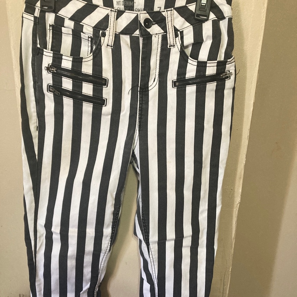 Hot Topic Black and White Striped Jeans